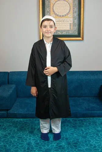 Siyah Buhara Yaka Namaz Elbisesi Erkek Çocuk Cübbe - 3