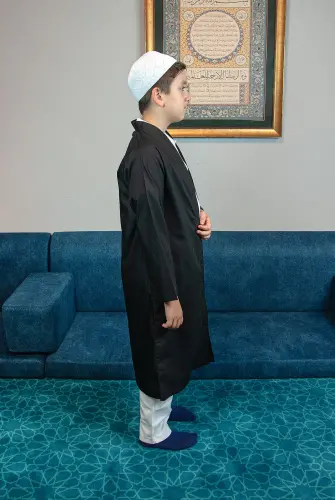 Siyah Buhara Yaka Namaz Elbisesi Erkek Çocuk Cübbe - 4