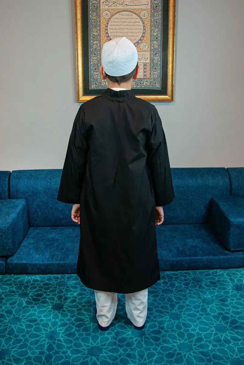Siyah Buhara Yaka Namaz Elbisesi Erkek Çocuk Cübbe - 5