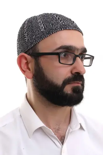 Siyah Gri Kışlık Çift Renk Kadife Namaz Takkesi - ihvanonline (1)