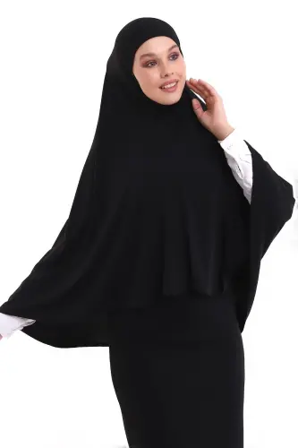 Siyah Malezya Model Pratik Çarşaf Üstü Kolsuz Tesettür Sufle Eşarp - ihvanonline (1)