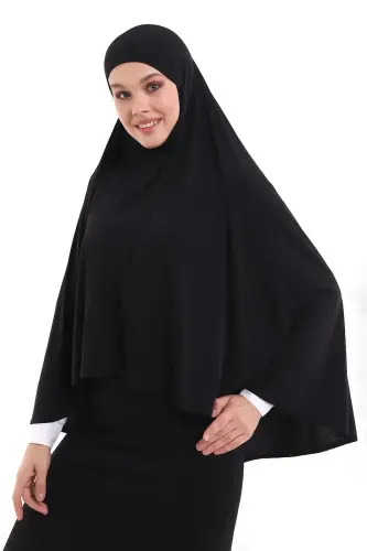Siyah Malezya Model Pratik Çarşaf Üstü Kolsuz Tesettür Sufle Eşarp - 4
