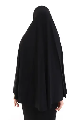 Siyah Malezya Model Pratik Çarşaf Üstü Kolsuz Tesettür Sufle Eşarp - 6