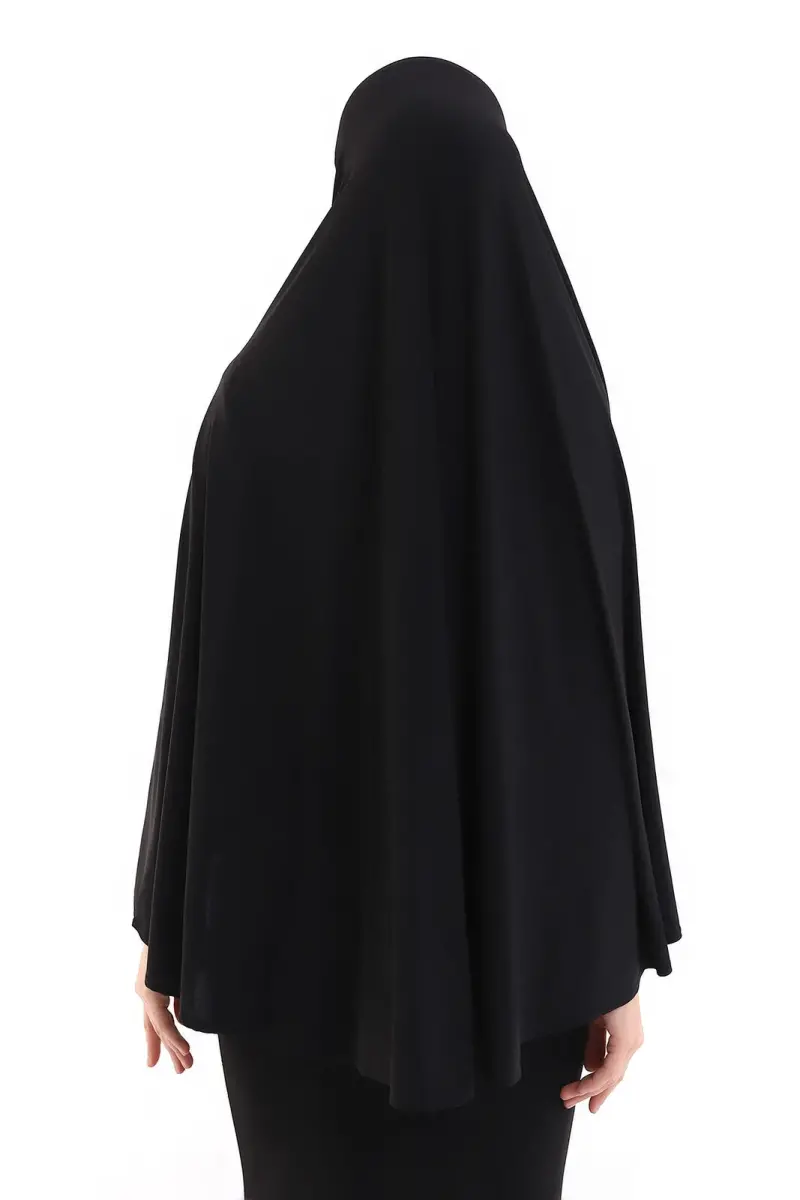 Siyah Malezya Model Pratik Çarşaf Üstü Kolsuz Tesettür Sufle Eşarp - 6