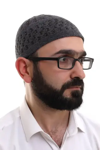 Smoked Brown Straw Pattern Winter Velvet Prayer Skullcap - ihvanonline (1)