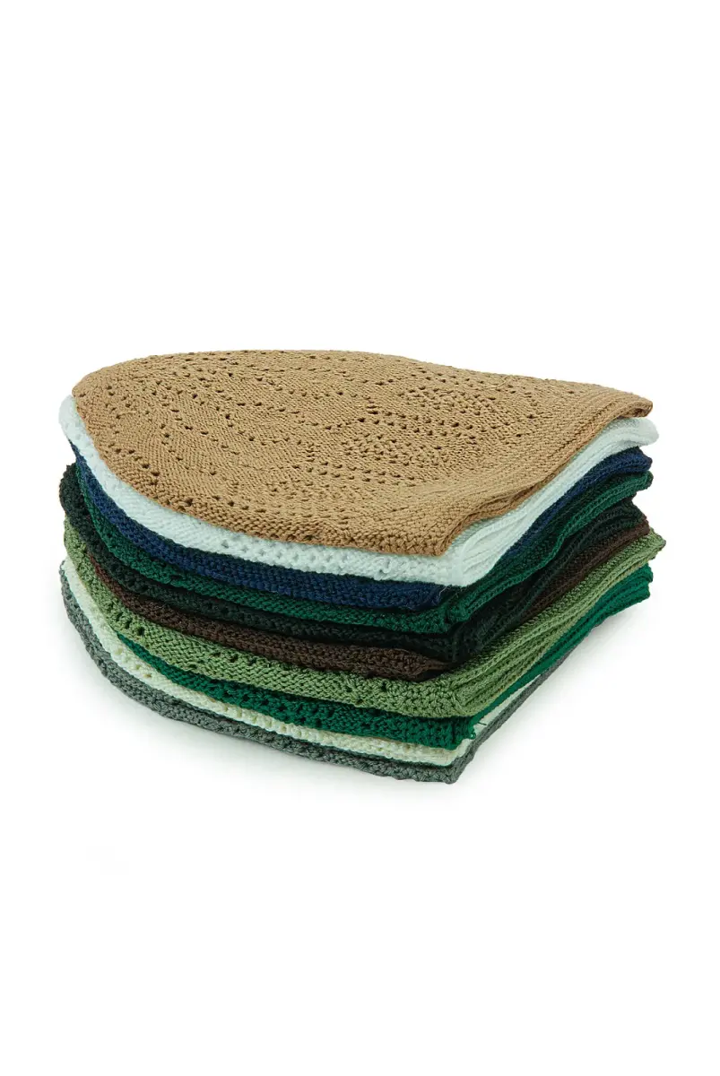 Soylu Mercan Erkek Namaz Takkesi 12 Adet Karışık Renk - 2