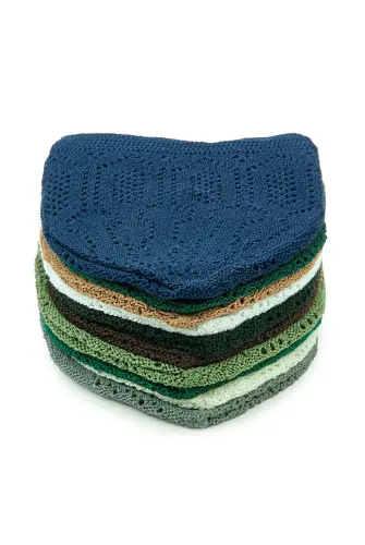 Soylu Mercan Erkek Namaz Takkesi 12 Adet Karışık Renk - 4