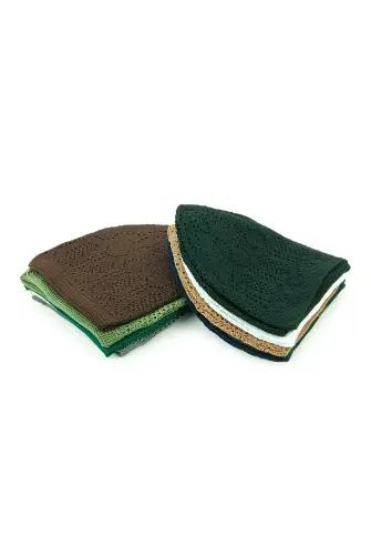 Soylu Mercan Erkek Namaz Takkesi 12 Adet Karışık Renk - 5