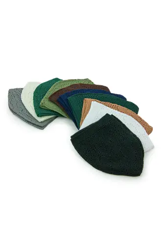 Soylu Mercan Erkek Namaz Takkesi 12 Adet Karışık Renk - 6