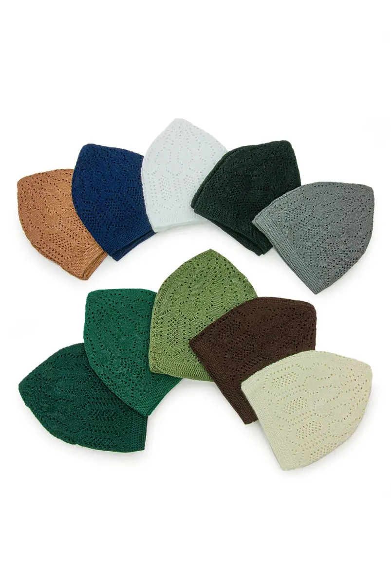 Soylu Mercan Erkek Namaz Takkesi 12 Adet Karışık Renk - 9