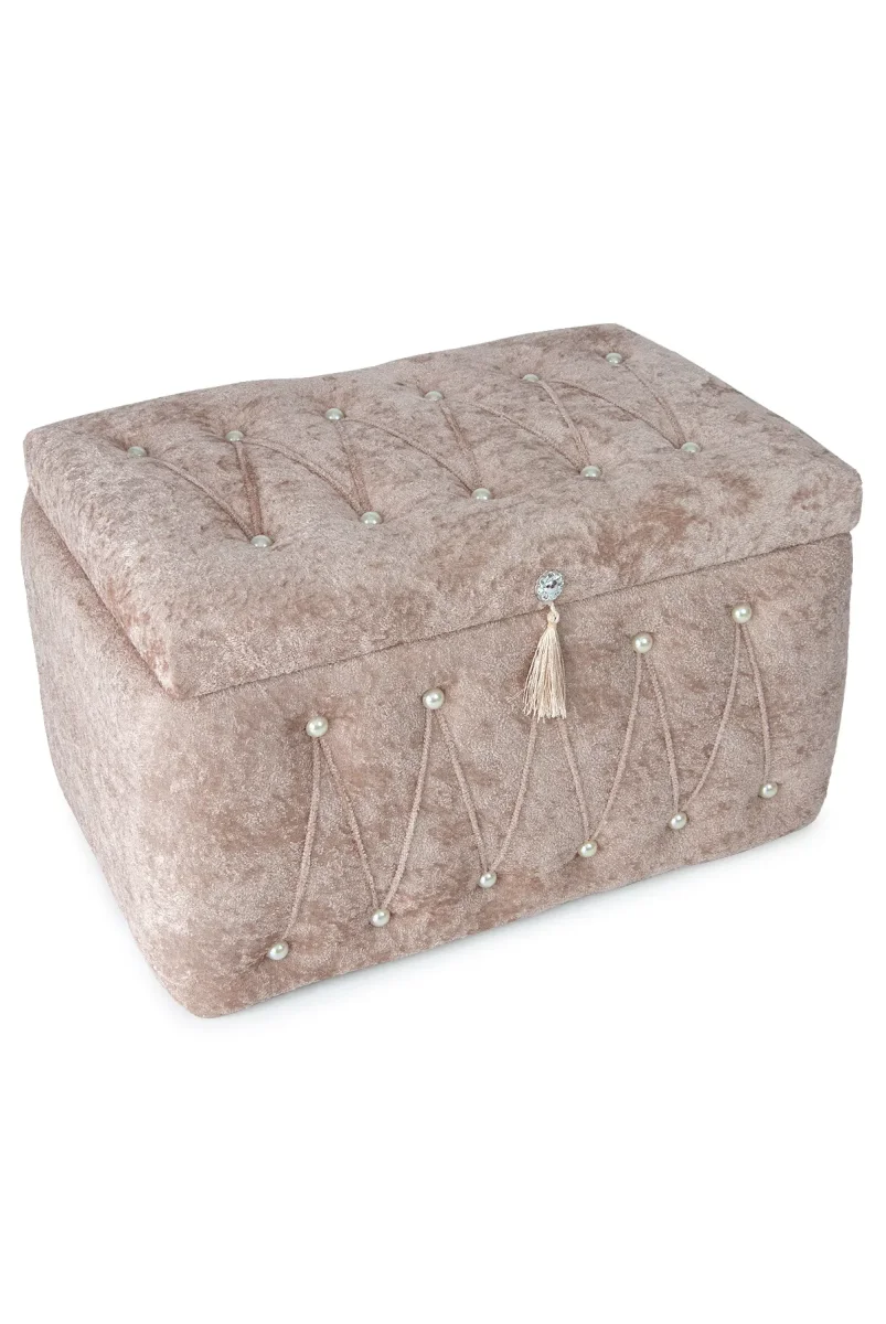 Söz Nişan Düğün Çeyizlik Kadife Gelin Bohça İkili Sandık - Kiremit - 2