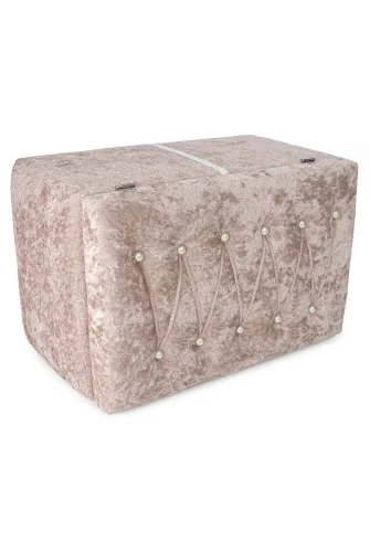 Söz Nişan Düğün Çeyizlik Kadife Gelin Bohça İkili Sandık - Kiremit - 5