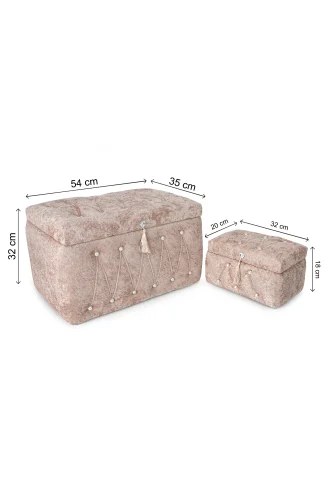 Söz Nişan Düğün Çeyizlik Kadife Gelin Bohça İkili Sandık - Kiremit - 11