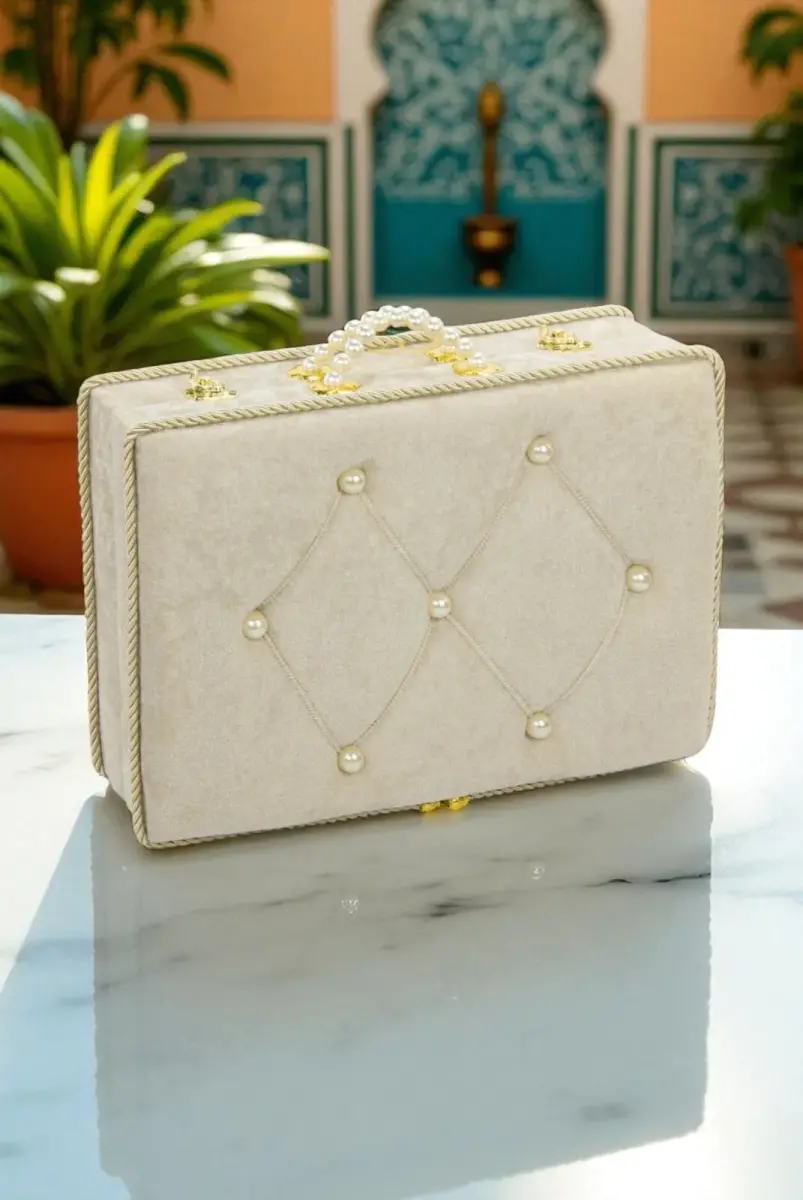 Söz Nişan Düğün Çeyizlik Kadife Gelin Bohça Sandık - Gold - 1
