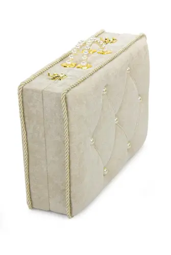 Söz Nişan Düğün Çeyizlik Kadife Gelin Bohça Sandık - Gold - 3