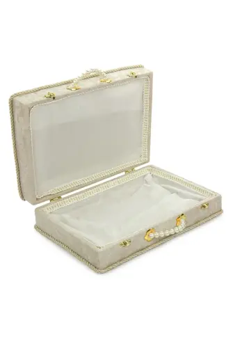 Söz Nişan Düğün Çeyizlik Kadife Gelin Bohça Sandık - Gold - 7