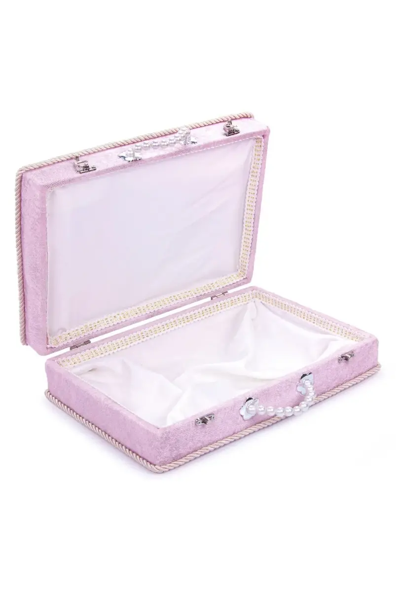 Söz Nişan Düğün Çeyizlik Kadife Gelin Bohça Sandık - Pembe - 2