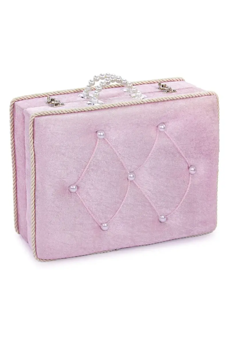 Söz Nişan Düğün Çeyizlik Kadife Gelin Bohça Sandık - Pembe - 3