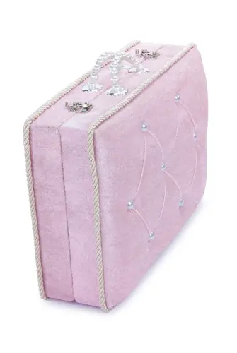 Söz Nişan Düğün Çeyizlik Kadife Gelin Bohça Sandık - Pembe - 4