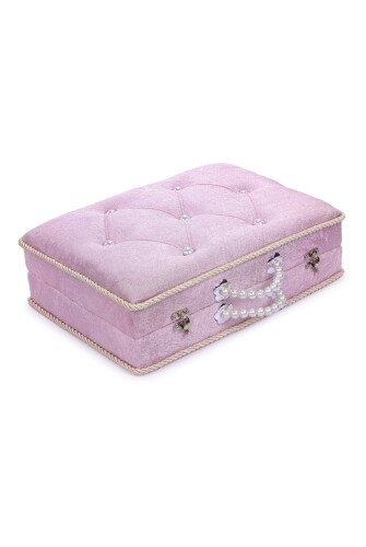 Söz Nişan Düğün Çeyizlik Kadife Gelin Bohça Sandık - Pembe - 6