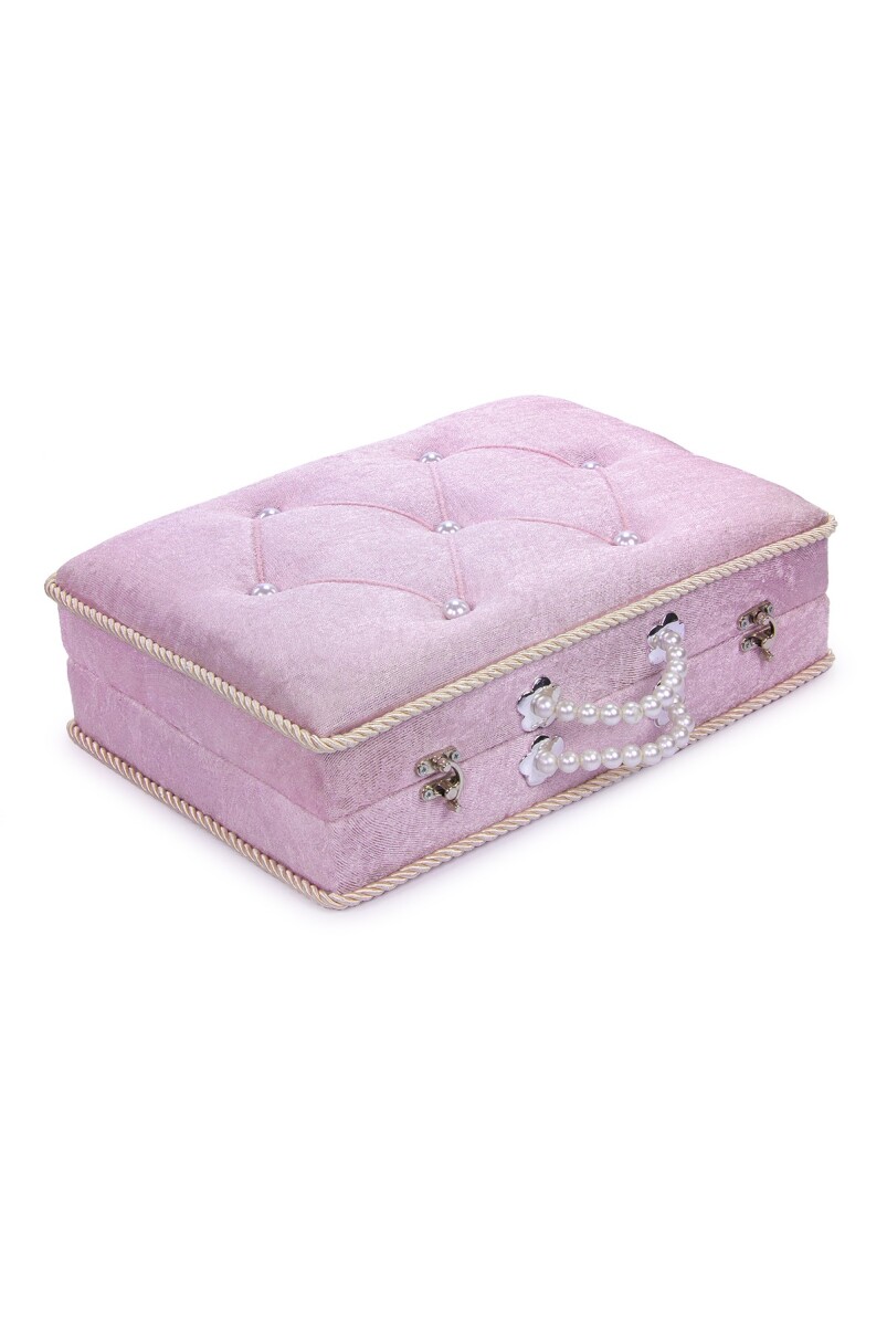 Söz Nişan Düğün Çeyizlik Kadife Gelin Bohça Sandık - Pembe - 6
