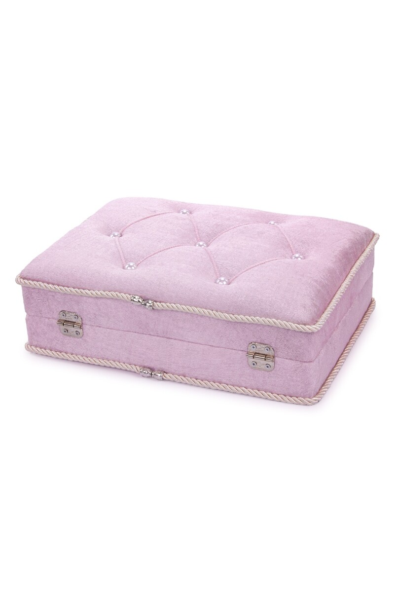 Söz Nişan Düğün Çeyizlik Kadife Gelin Bohça Sandık - Pembe - 7