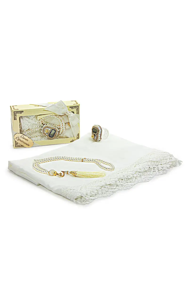 Special Boxed Gift Shawl Chanting Prayer Beads Set White for Teachers' Day - 5