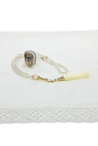 Special Boxed Gift Shawl Chanting Prayer Beads Set White for Teachers' Day - 3