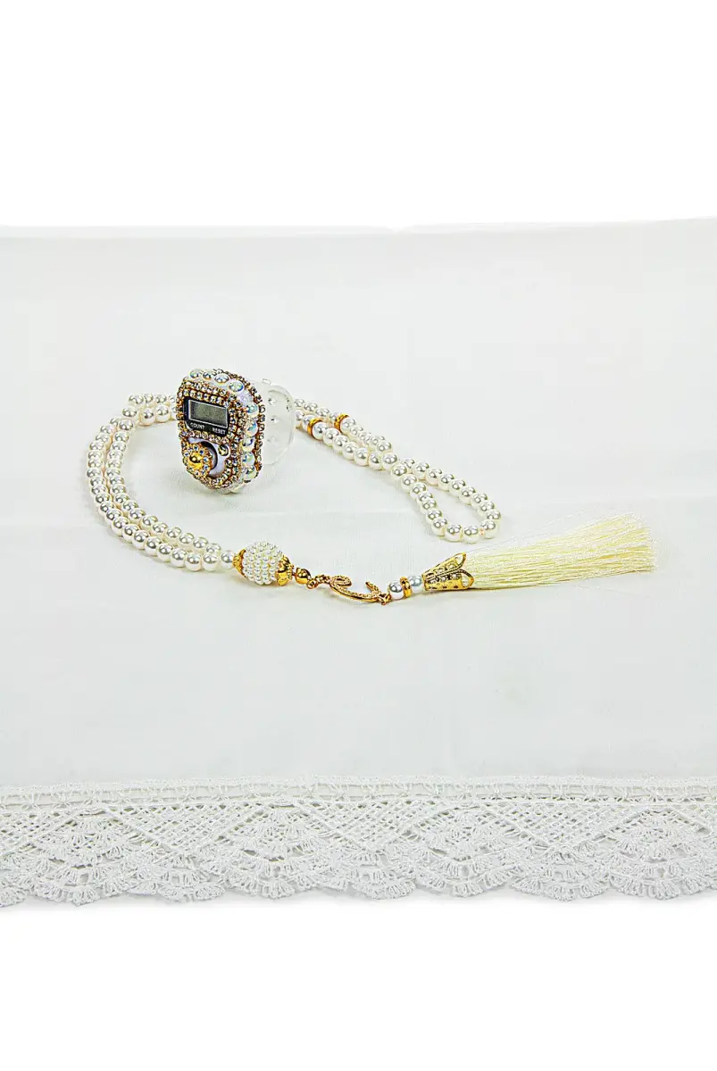 Special Boxed Gift Shawl Chanting Prayer Beads Set White for Teachers' Day - 3
