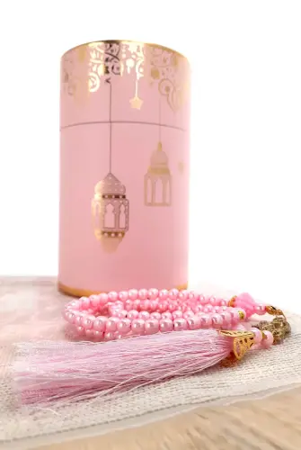 Special Cylinder Boxed Set With Prayer Rug and Pearl Rosary Pink - 4