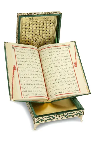 Special Velvet Boxed Holy Quran - Medium Green Color - ihvanonline (1)