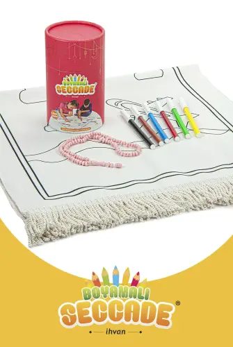 Special Washable Painted Prayer Rug Set for Children Red - ihvanonline (1)