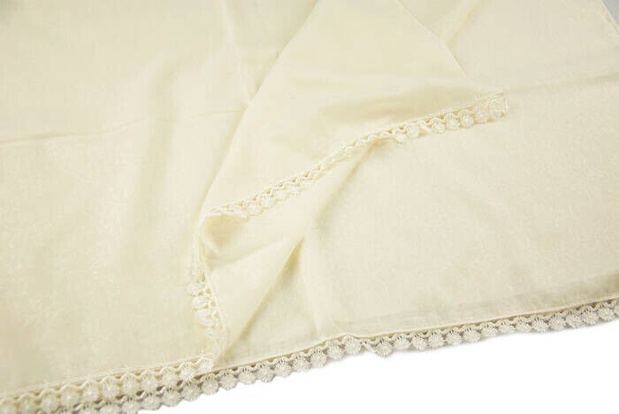 Special Cylinder Boxed Set Pearl Rosary Cotton Scalloped Mevlid Veiled Cream Color - 3