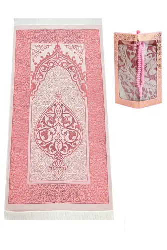 Special Gift Box Prayer Rug Rosary Set Pink - 2