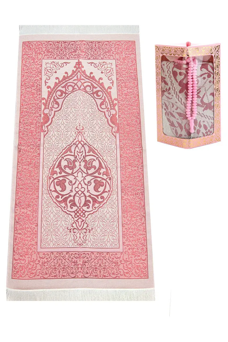 Special Gift Box Prayer Rug Rosary Set Pink - 2