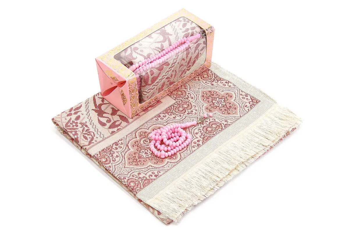 Special Gift Box Prayer Rug Rosary Set Pink - 5