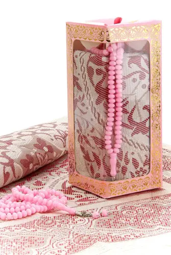 Special Gift Box Prayer Rug Rosary Set Pink - 6
