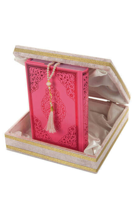 Special Velvet Boxed Quran and Pearl Rosary Set for Mother's Day - Thumbnail