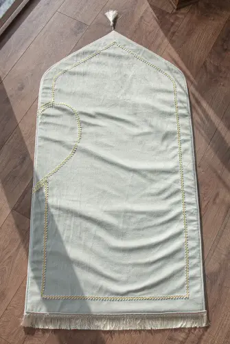 Sponge Soft Textured Velvet Heart Prayer Rug Set for Couples Black Gray - ihvanonline (1)