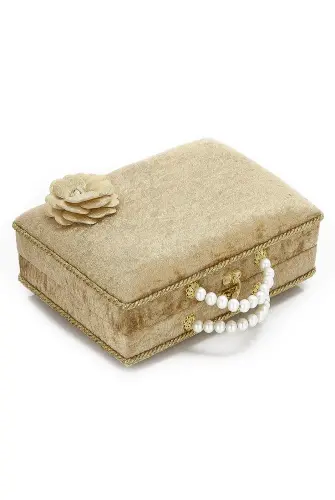 Sponge Velvet Covered Box Bag Boy Pearl Series Gift Quran Set - Gold - ihvanonline (1)