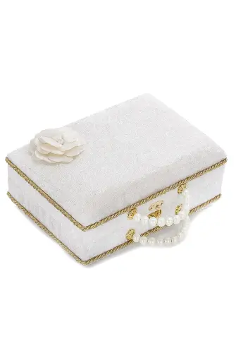 Sponge Velvet Covered Box Bag Boy Pearl Series Gift Quran Set - White - ihvanonline (1)