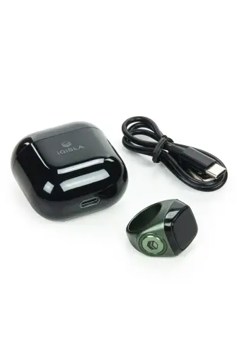 Stainless Steel Adhan Reciter Digital Ring Tasbih Zikirmatik - Green - 18 MM - ihvanonline (1)