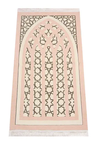 Star Patterned Chenille Prayer Rug - Cream - 1