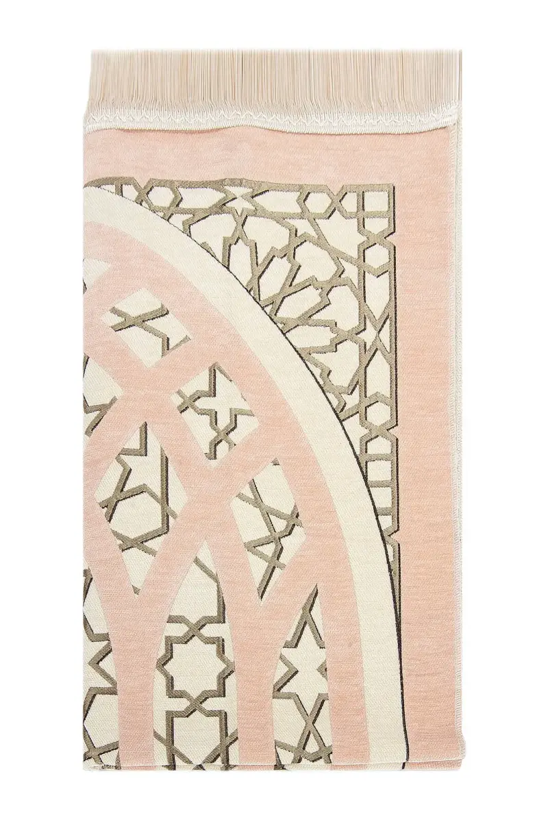 Star Patterned Chenille Prayer Rug - Cream - 2