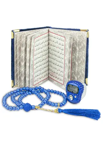 Stone Zikirmatik - Mini Velvet Yasin - Pearl Rosary Gift Set - Navy Blue Color - ihvanonline (1)