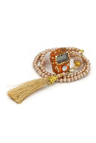 Stone Zikirmatik - Pearl Rosary Gift Set - Orange Color - ihvanonline (1)