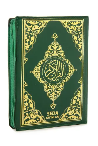 Suni Deri Çantalı - Arapça Kuranı Kerim - Bilgisayar Hatlı - Çanta Boy - Yeşil 