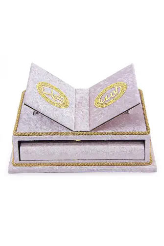 Table Top Velvet Covered Quran Set with Recliners - Rahiya Series Pink - 3