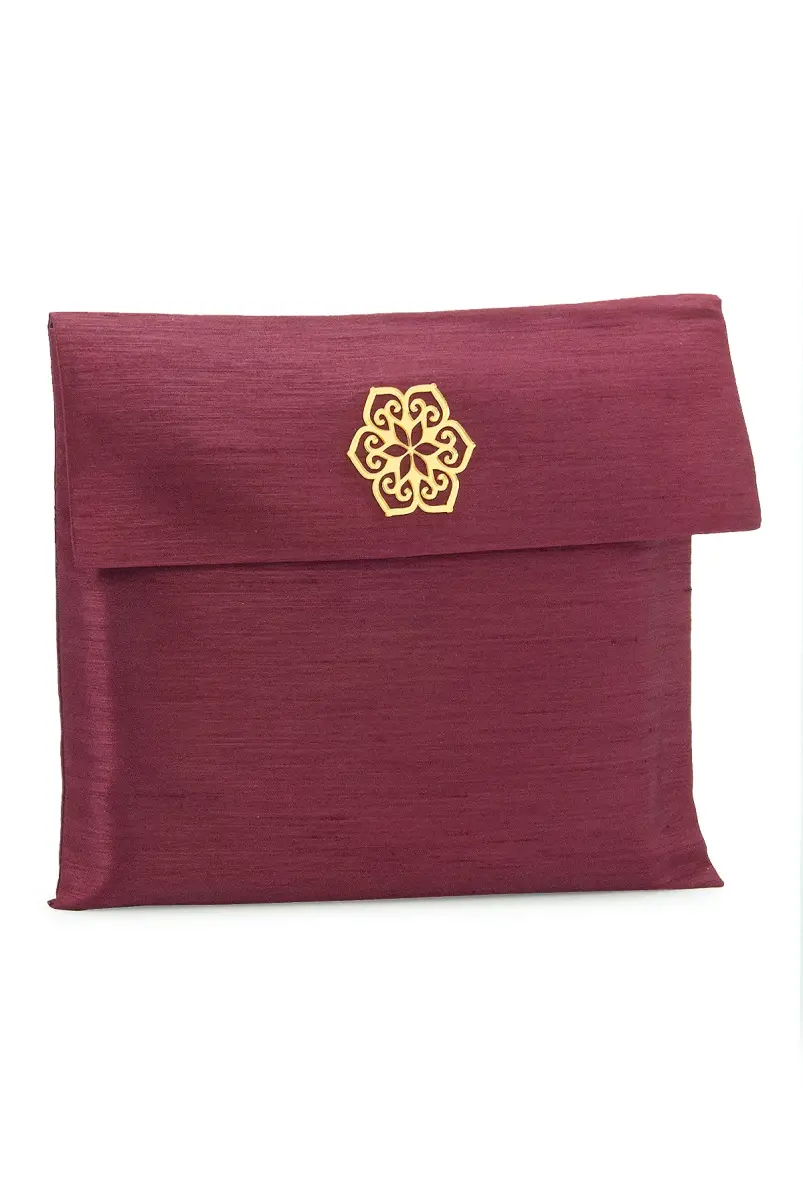 Tafta Seccade - Şantuk Keseli Mevlüt Seti - Hac Umre Hediyelik - Bordo - 2