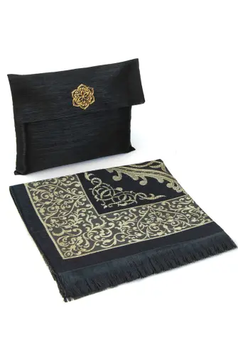 Tafta Seccade - Şantuk Keseli Mevlüt Seti - Hac Umre Hediyelik - Siyah 